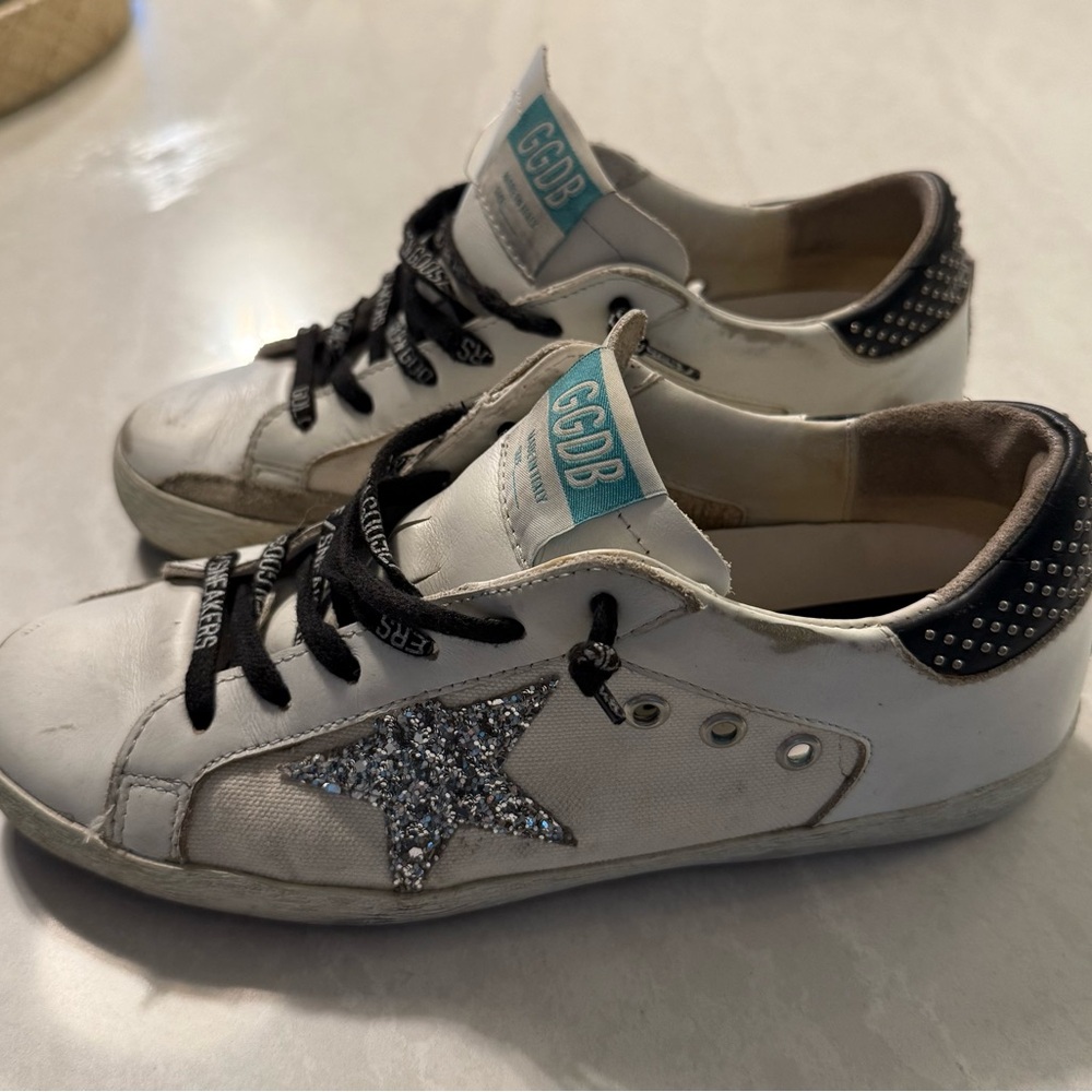 Golden Goose White Sneakers with Glitter Star